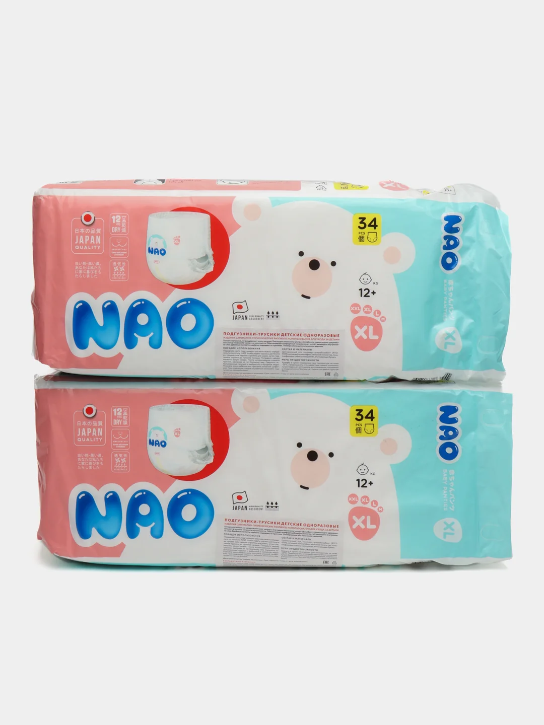 Подгузники трусики NAO 5 размер XL детские ночные 12-17 кг 68 шт