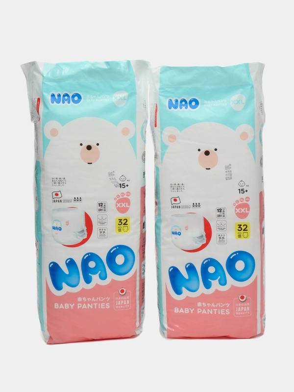 Подгузники-трусики NAO детские ночные, 6 размер XXL, 15-20 кг, 64 шт