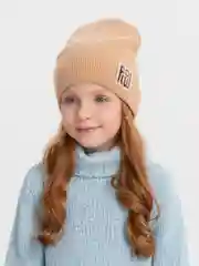 Бежевый шапка Amali для девочки, демисезонная, на флисовом подкладе