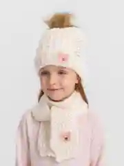 Бежевый шапка детская, шарф детский