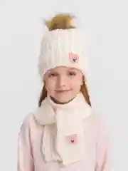 Бежевый шапка детская, шарф детский