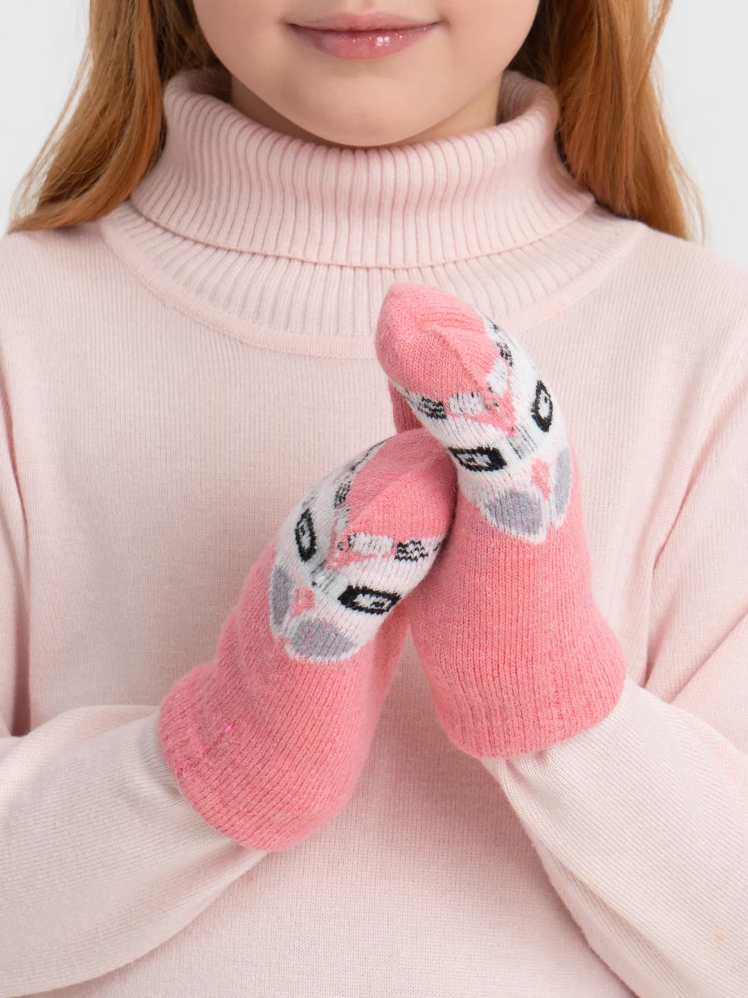 Коралловый варежки детские, зимние, утеплённые, шерстяные, двойные, с подкладом, для девочек и  мальчиков 3-7 лет