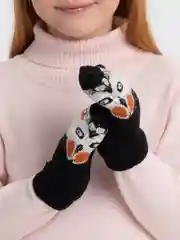 Черный варежки детские, зимние, утеплённые, шерстяные, двойные, с подкладом, для девочек и  мальчиков 3-7 лет