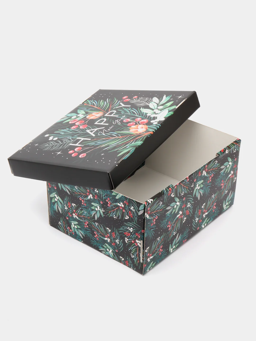 Лазурный коробки подарочные новогодние. Большие 31,5*25,6*16,1 см