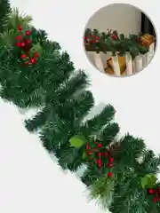 Гирлянда хвойная с подсветкой LED, новогодние еловые ветки с шишками, уличная гирлянда 2,7