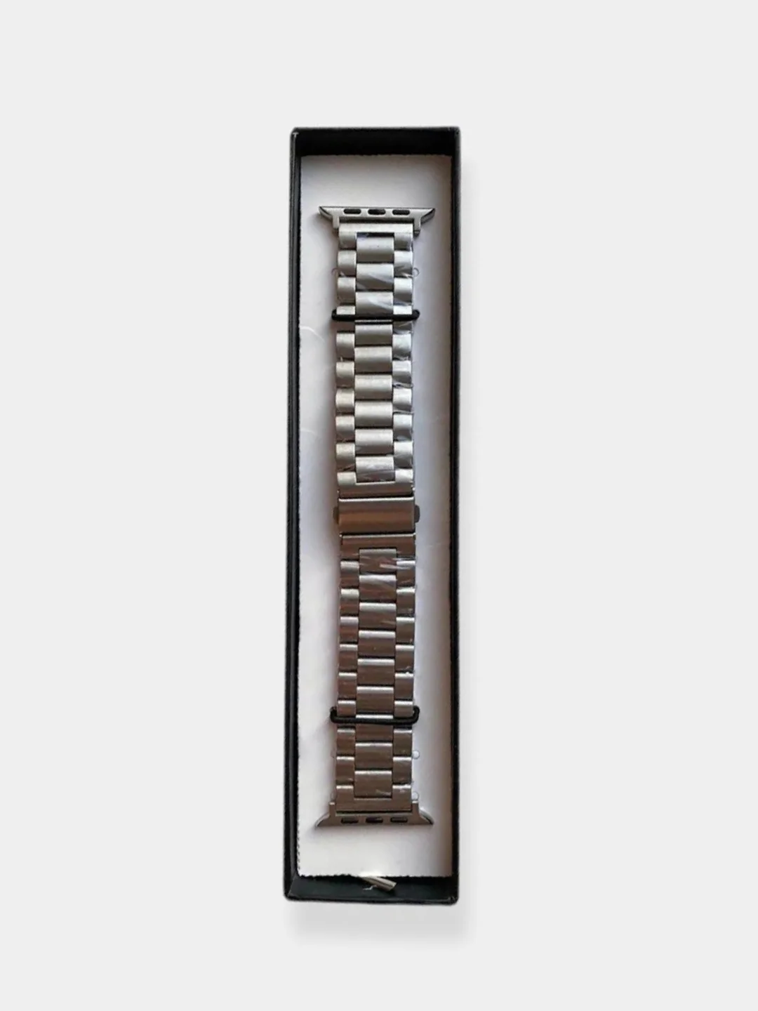 Серебряный блочный металлический ремешок для Apple Watch стальной