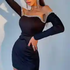 Черный женское новогоднее платье