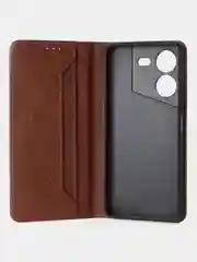Коричневый чехол-книжка GQ для Tecno Pova 5 (4G), искусственная кожа