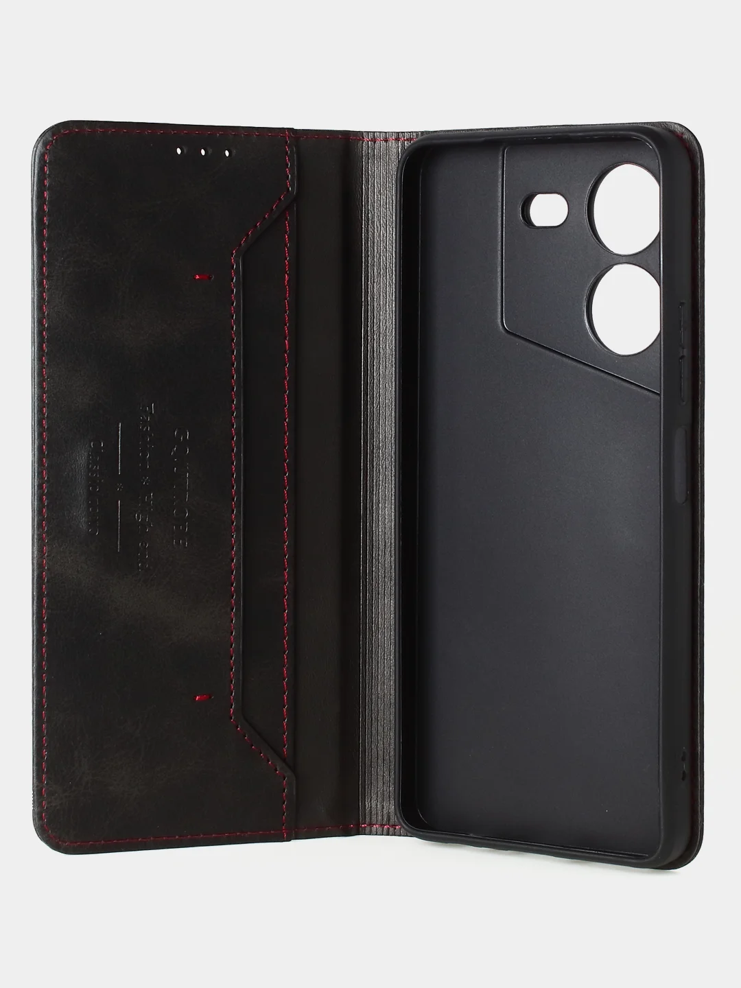 Черный чехол-книжка GQ для Tecno Pova 5 (4G), искусственная кожа