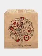 Бежевый пакет подарочный, новогодний, 20 x 11 , 16,8 х 13,5 см
