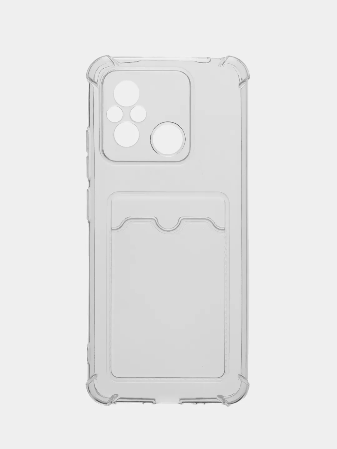Силиконовый чехол для Xiaomi Redmi 12C (Сяоми Редми 12С), прозрачный, с карманом