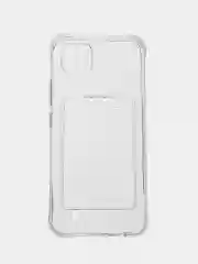Красный силиконовый чехол для Realme C20 / C11 2021 (Реалми С20, С11 2021), с карманом, прозрачный