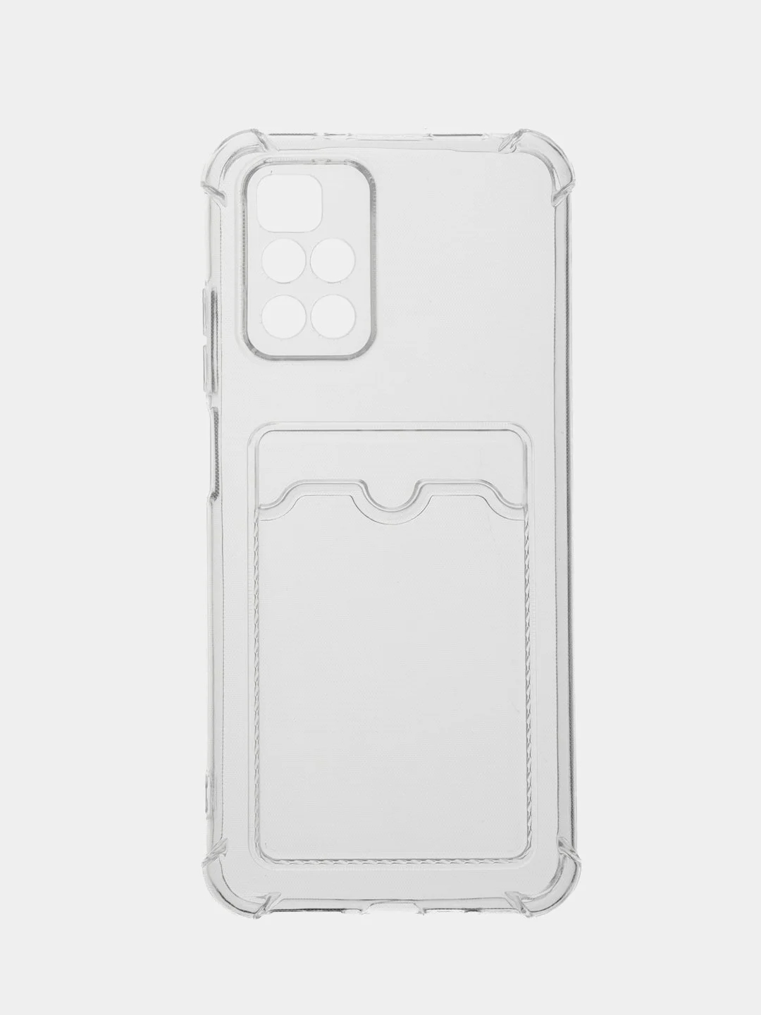 Силиконовый чехол для Xiaomi Redmi 10 (Редми 10), прозрачный, с карманом для карт