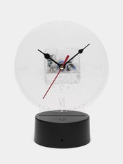 Ночник 3D Новогодний с часами Снежинка
