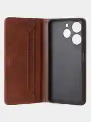 Коричневый чехол-книжка GQ для Tecno Spark 10 Pro из высококачественной искусственной кожи