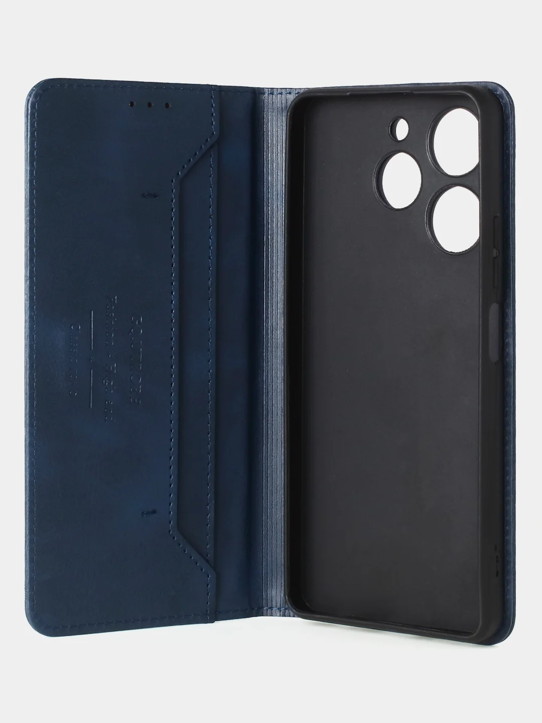Синий чехол-книжка GQ для Tecno Spark 10 Pro из высококачественной искусственной кожи