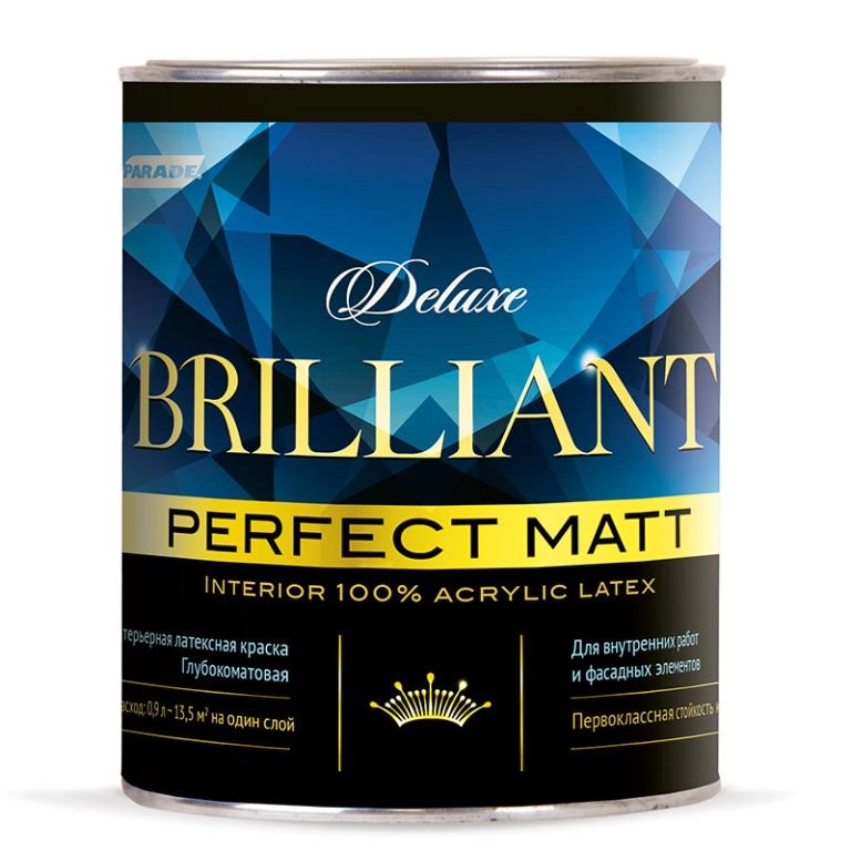 PARADE DELUXE Brilliant Perfect Matt, краска акриловая, интерьерная, белая, 0,9 л