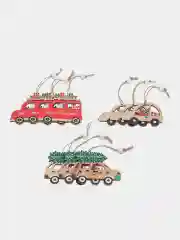 Набор новогодних елочных игрушек из дерева, 9 штук