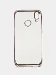 Розовый чехол прозрачный, силиконовый, с окантовкой на Honor 8C