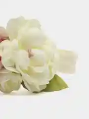 Повязка для волос кремовая, бежевая, "Пионы"