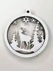 Белый ёлочные игрушки, набор 3 штуки, многослойные деревянные