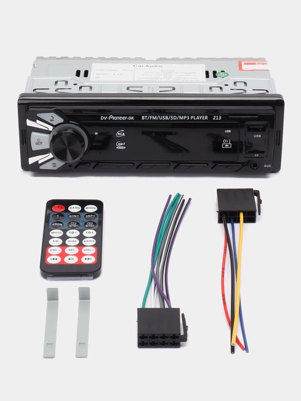 Автомагнитола Pioneer.ok-213, 1 din, Bluetooth, AUX, USB, пульт