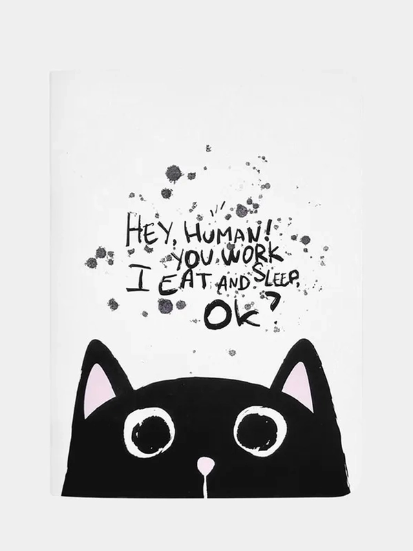 Блокнот, Be Smart, 105х140 мм, 32 л., клетка,скрепка. Коллекция "Hey human", кот