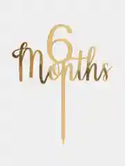 Золотой топпер #Т55 "6 Months", из акрила для украшения торта (на полгодика ребенку, 6 месяцев)