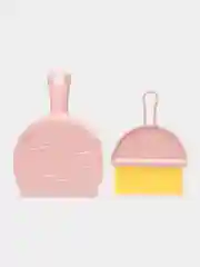 Розовый компактный совок и щетка