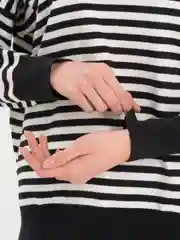 Черный свитер женский, тельняжка