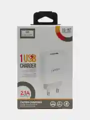 Белый сетевое зарядное устройство Earldom ES-197, 1 USB, 5V, 2.1A