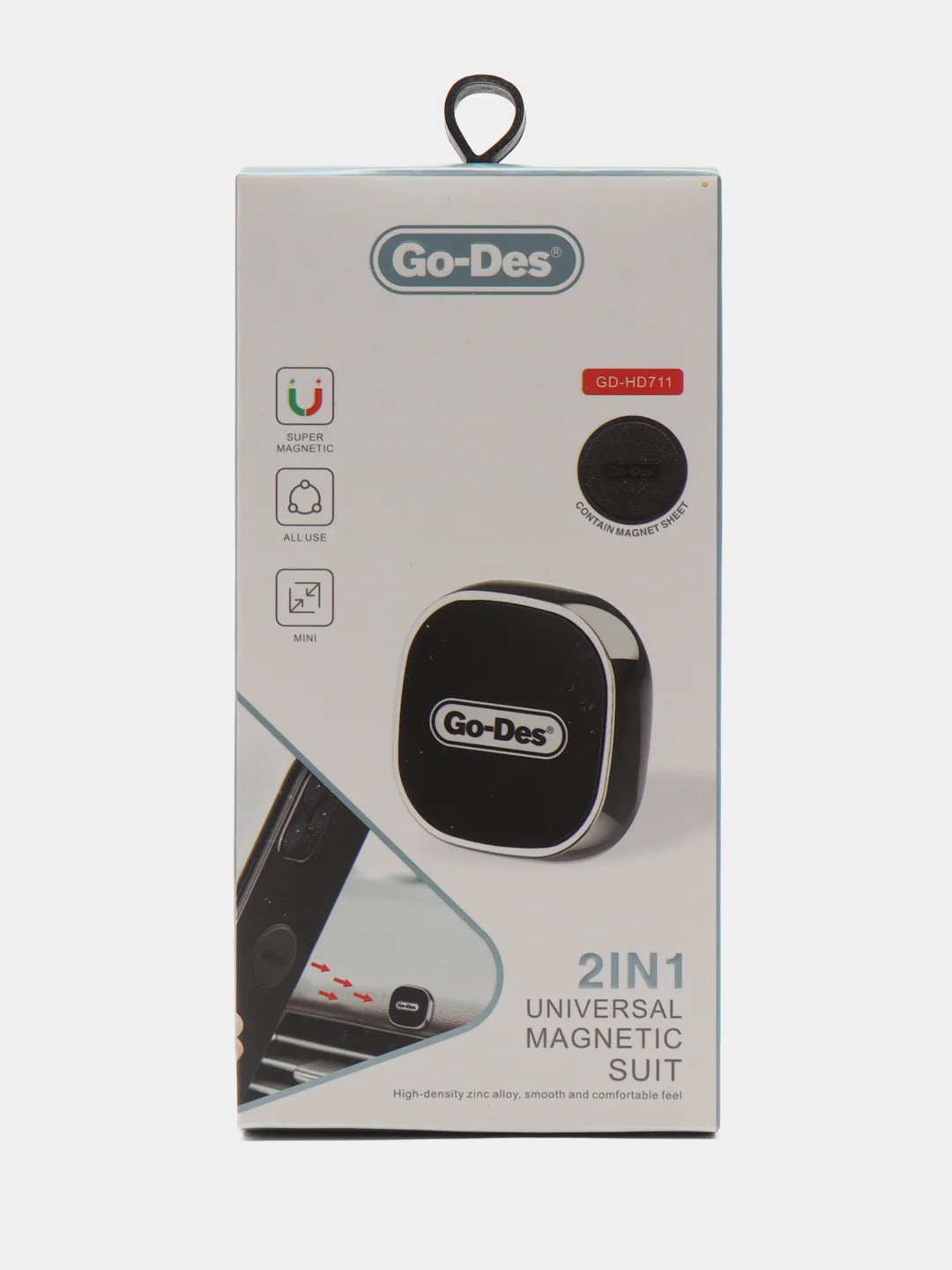 Серебряный автомобильный магнитный держатель для телефона Go-Des GD-HD711
