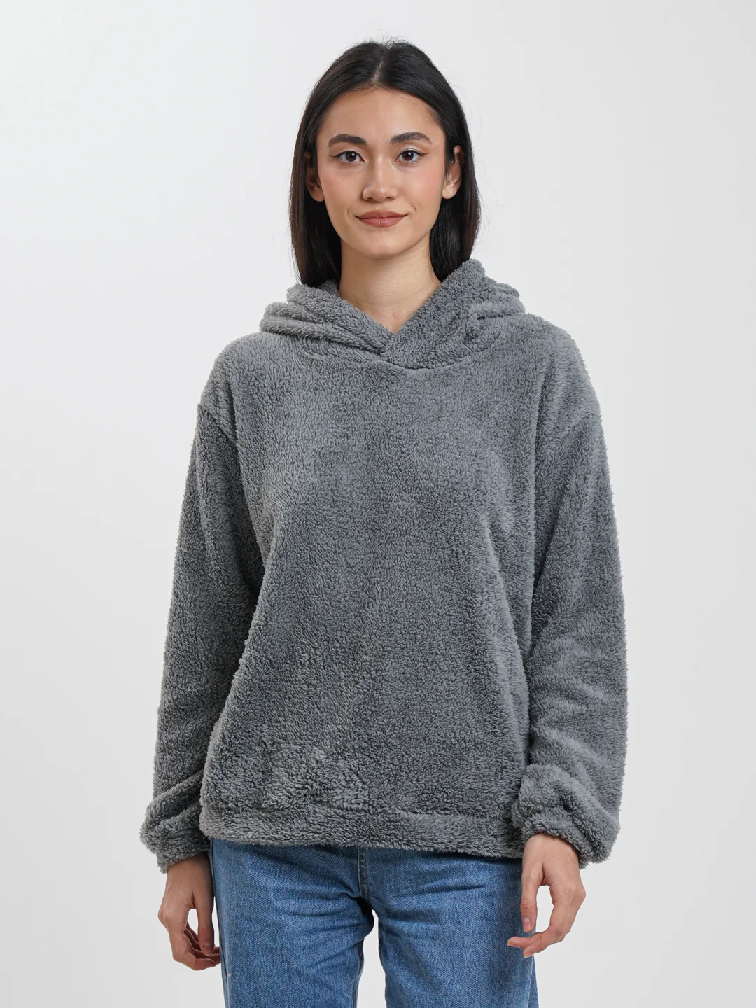 Серый толстовка женская в виде мишки OVERSIZE, худи женское тедди