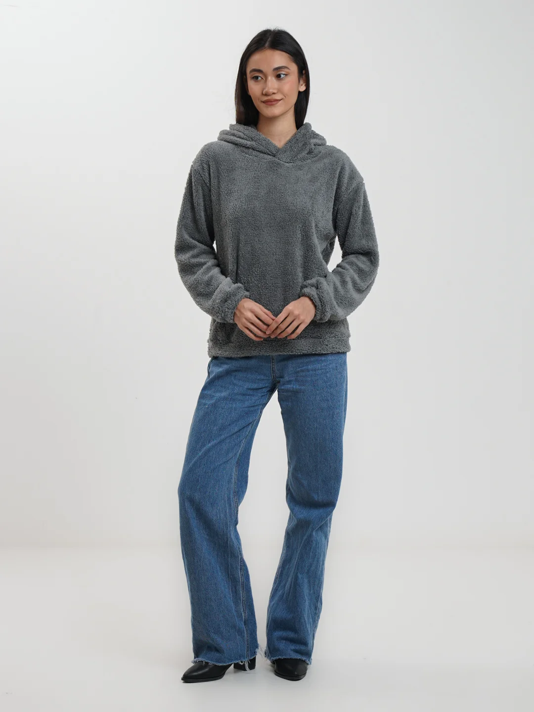 Серый толстовка женская в виде мишки OVERSIZE, худи женское тедди