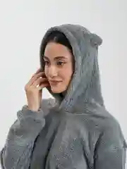 Серый толстовка женская в виде мишки OVERSIZE, худи женское тедди