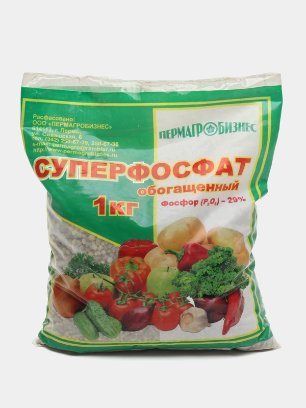Минеральное удобрение СУПЕРФОСФАТ обогащенный, 1 кг, ПермАгроБизнес
