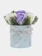 Аметистовый светящийся букет из мыльных роз, розы из мыла, сувенир, подарочный набор
