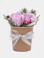 Сиреневый светящийся букет из мыльных роз, розы из мыла, сувенир, подарочный набор