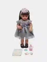Угольный кукла силиконовая реборн 55 см для девочки, Reborn, можно купать, с аксессуарами