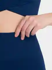 Синий спортивный женский костюм для фитнеса и йоги: топ и лосины