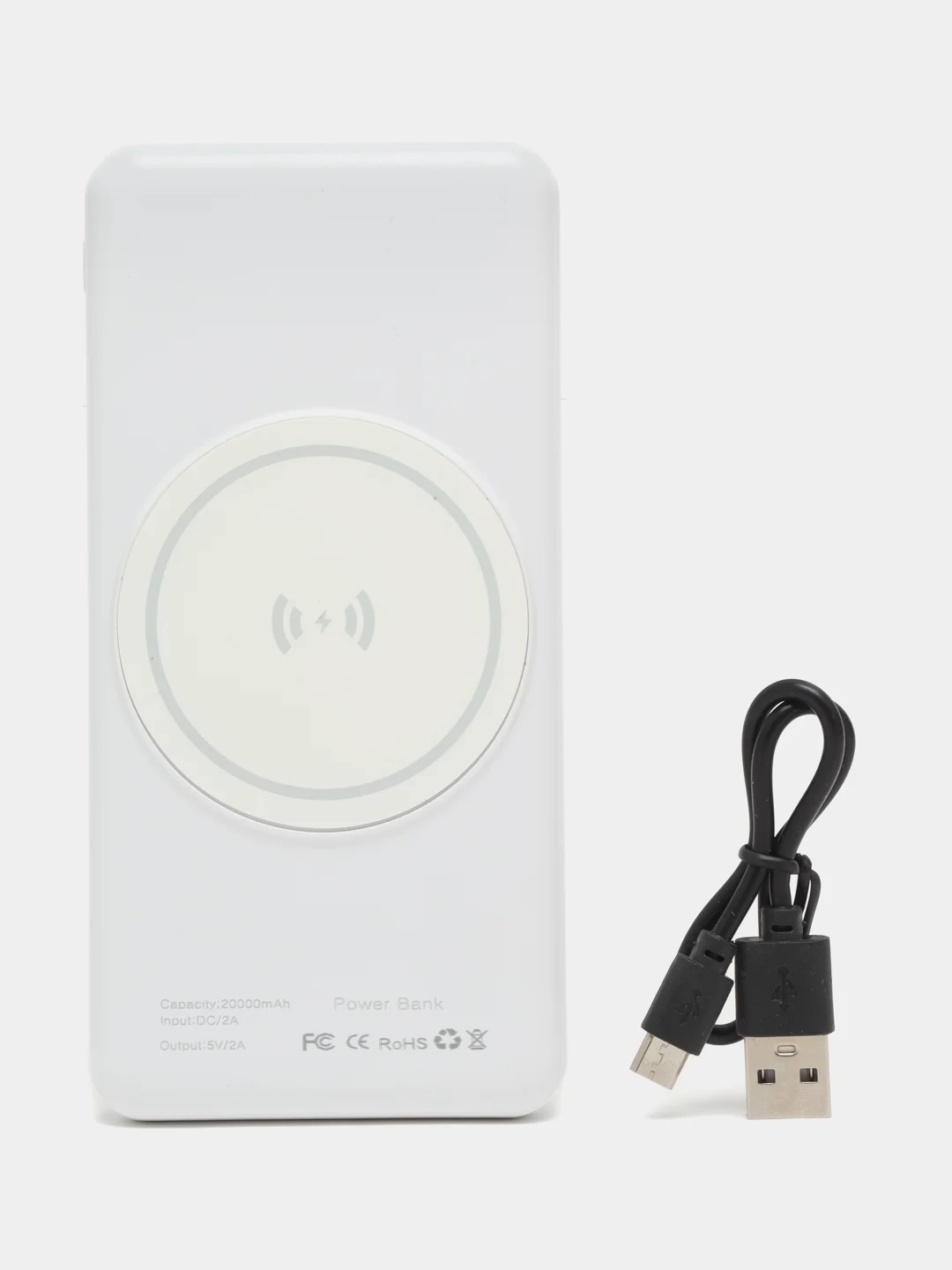 Белый внешний аккумулятор, беспроводной, Wireless Power Bank, 20000 мAч