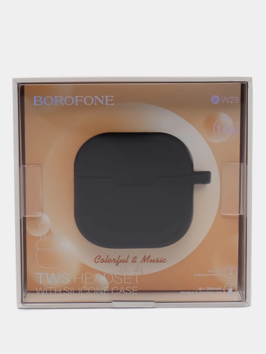 Черный наушники беспроводные Borofone BW29, Bluetooth, с микрофоном, чехол в комплекте