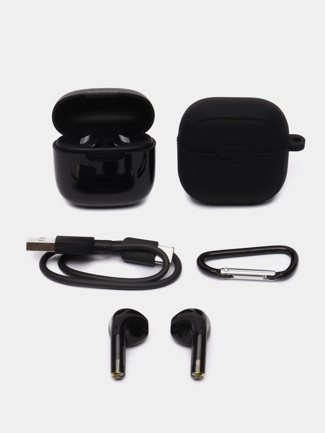 Черный наушники беспроводные Borofone BW29, Bluetooth, с микрофоном, чехол в комплекте