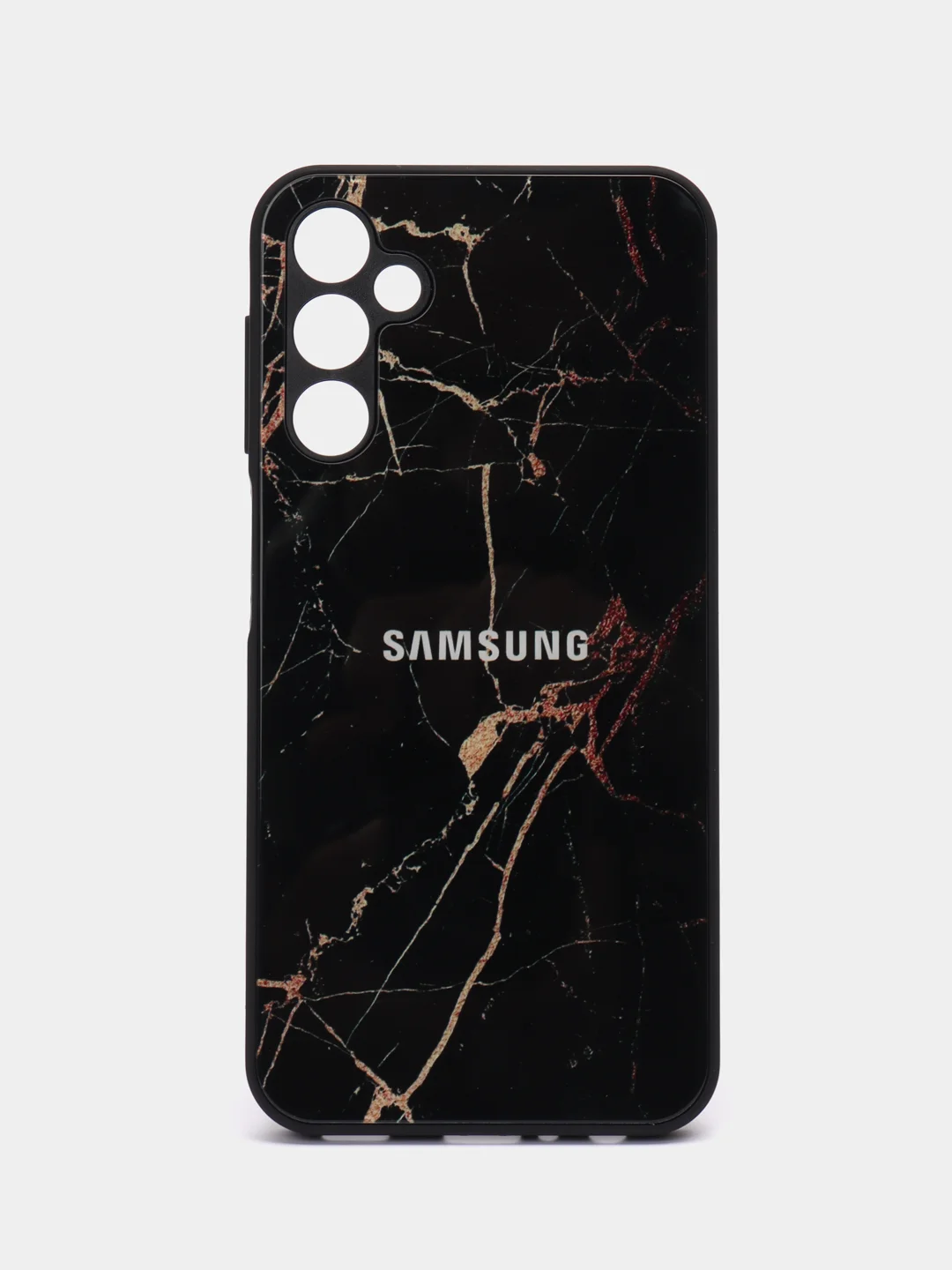 Черный чехол для Samsung Galaxy A24 (Самсунг Галакси А24), пластиковый, глянцевый, под стекло