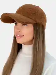 Бежевый зимняя меховая кепка бейсболка, унисекс