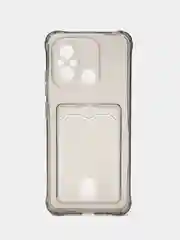 Черный чехол для Xiaomi Redmi 12C, Сяоми Редми 12С, прозрачный, с карманом для карты
