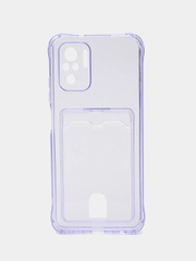 Чехол для Xiaomi Redmi Note 10 / Redmi Note 10S / Poco M5s прозрачный с карманом для карты