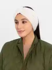 Белый вязаная повязка на голову
