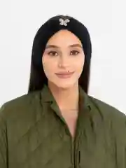 Черный вязаная повязка на голову