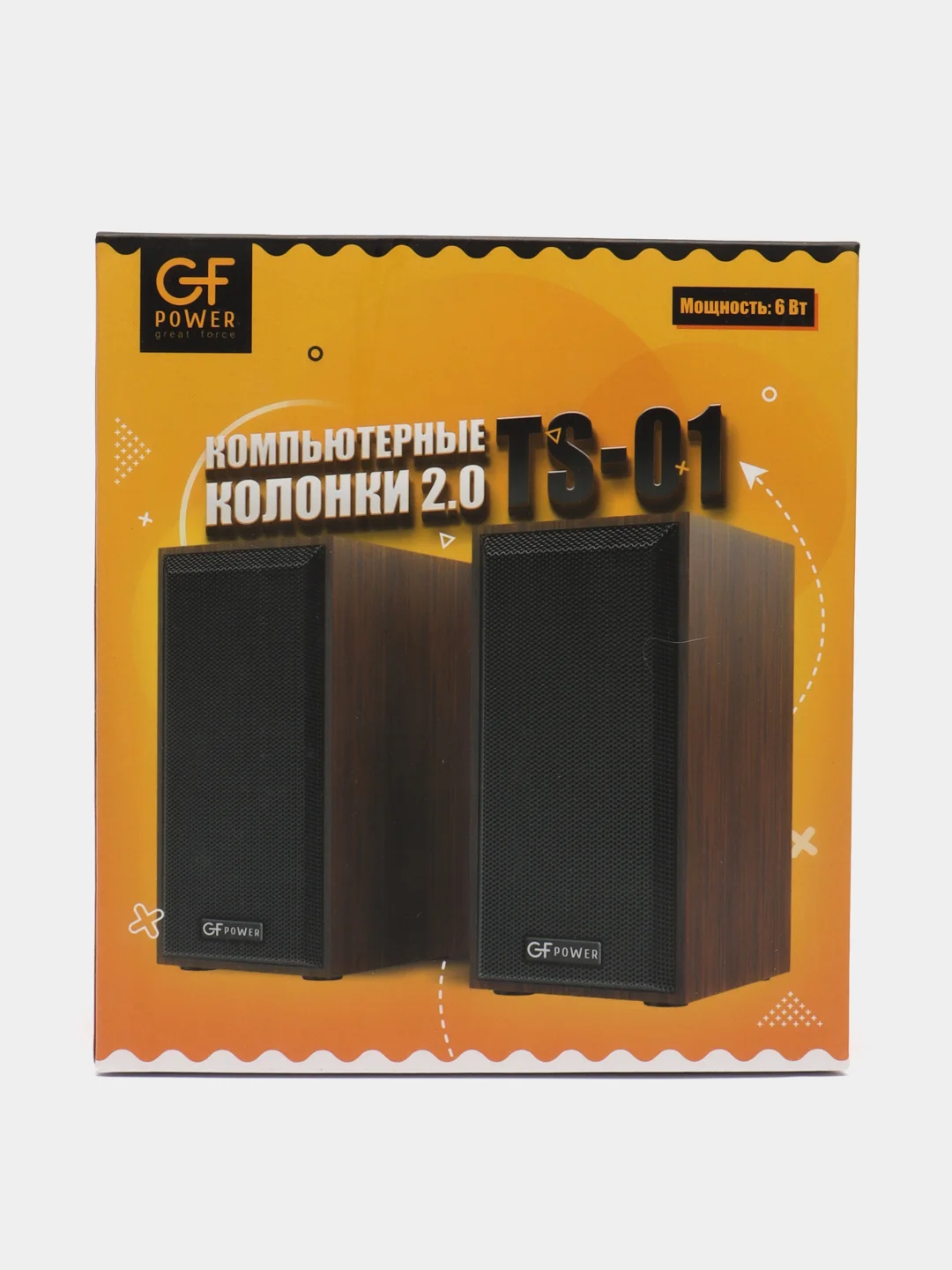 Коричневый колонки для компьютера GFPoWeR TS-01, 2.0, 6Вт, питание от USB
